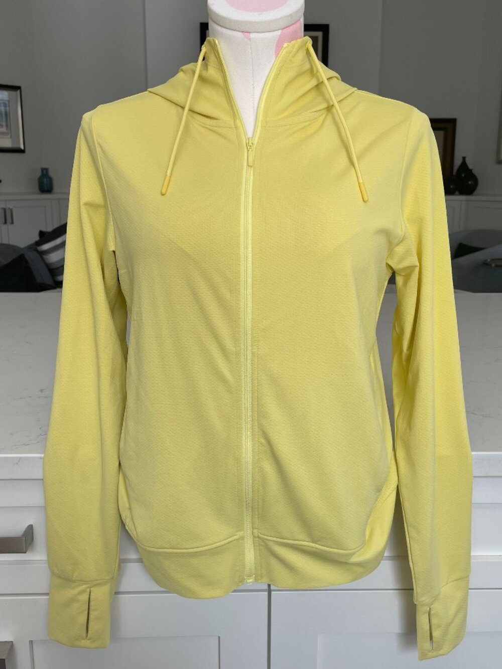 Uniqlo AIRism UV Protection Full Zip Hi Neck Hooded Activewear Jacket Yellow S
